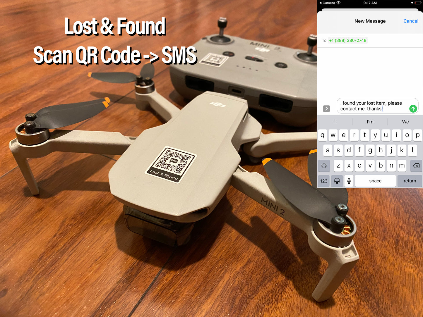 2. Lost & Found SMS QR Code Water Proof Stickers Labels